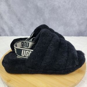 UGG Fluff Yeah Black Sandal Slippers Strap Black Size 9 Women's